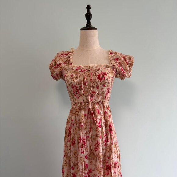 DÔEN Stanza lace-trimmed floral-print organic cotton-voile midi dress - Picture 5 of 10